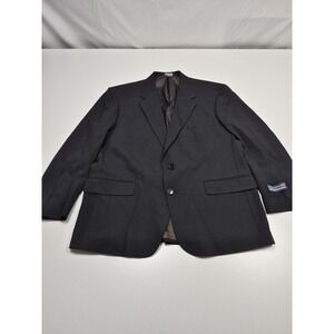 John Alexander Suit Jacket Mens 44 Short Black 100% Wool 2 Button Blazer NWT